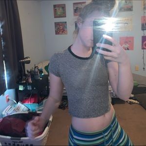 Black and grey striped crop top